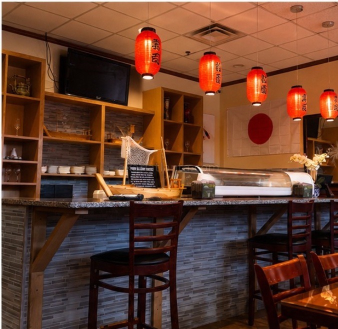 Sushi bar and counter at Akari Sushi and Ramen